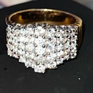 Vintage CZ Cocktail Cluster Gold Women's Ring size 6.5